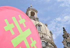 Kirchentag 2011 Logo und Frauenkirche